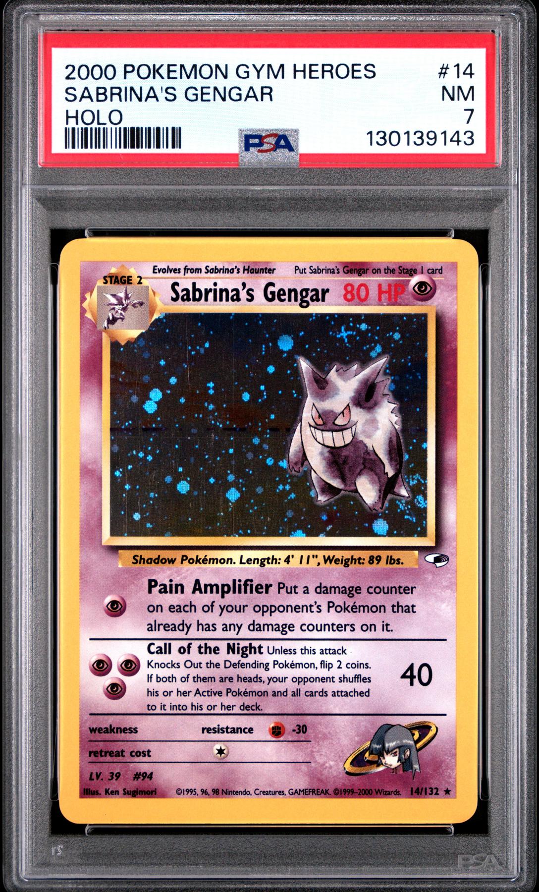 Pokemon Gym Heroes Sabrina's Gengar 14/132 PSA 7