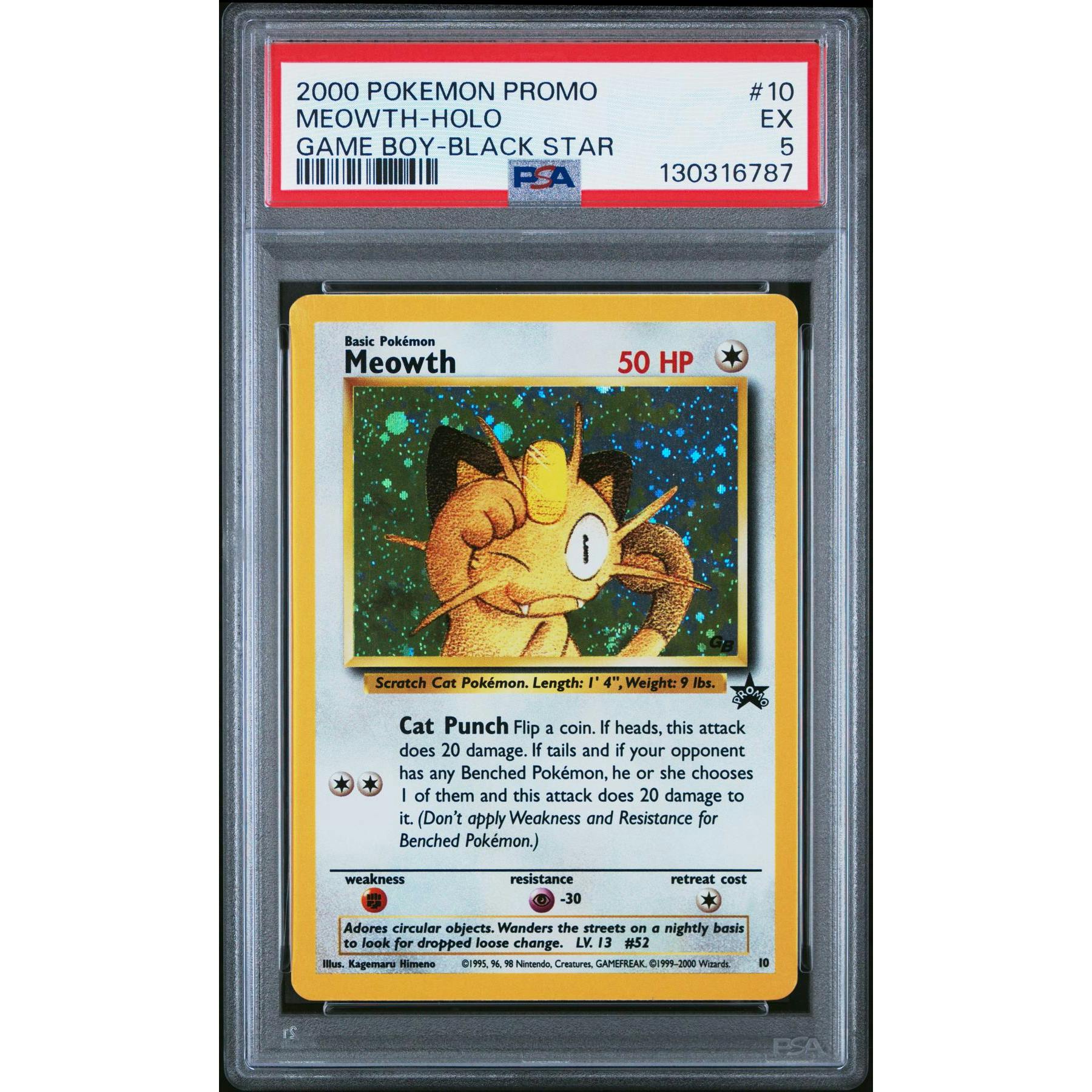 Pokemon WOTC Black Star Game Boy Promo Holo Foil Meowth 10 PSA 5
