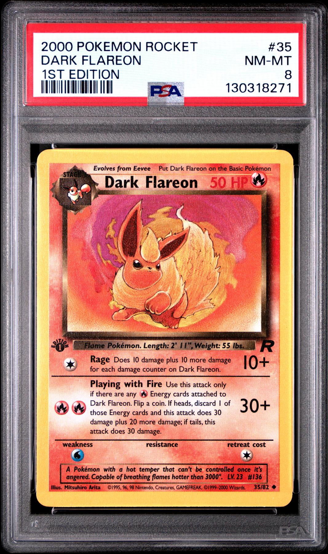 Pokemon Team Rocket 1st Edition Dark Flareon 35/82 PSA 8
