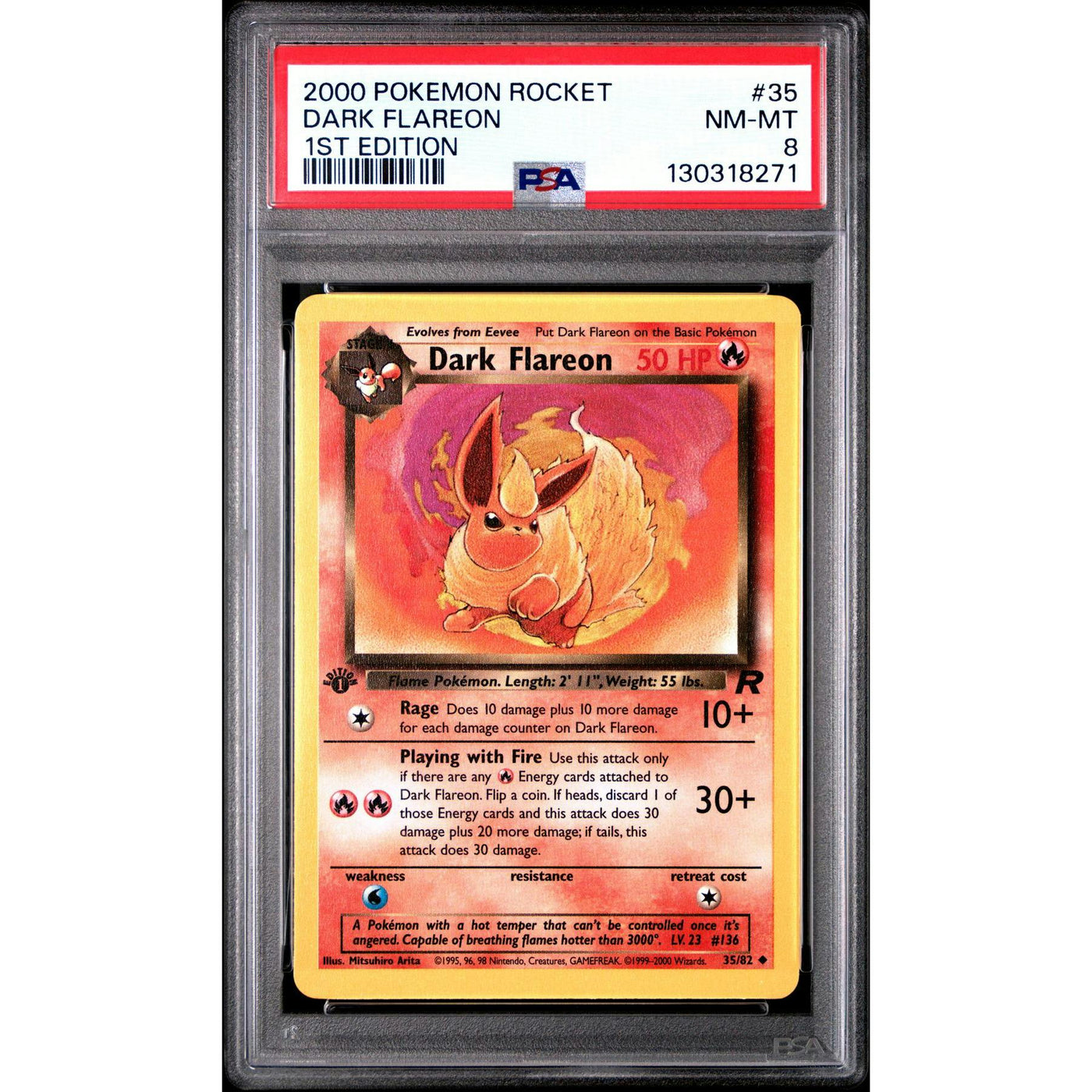 Pokemon Team Rocket 1st Edition Dark Flareon 35/82 PSA 8