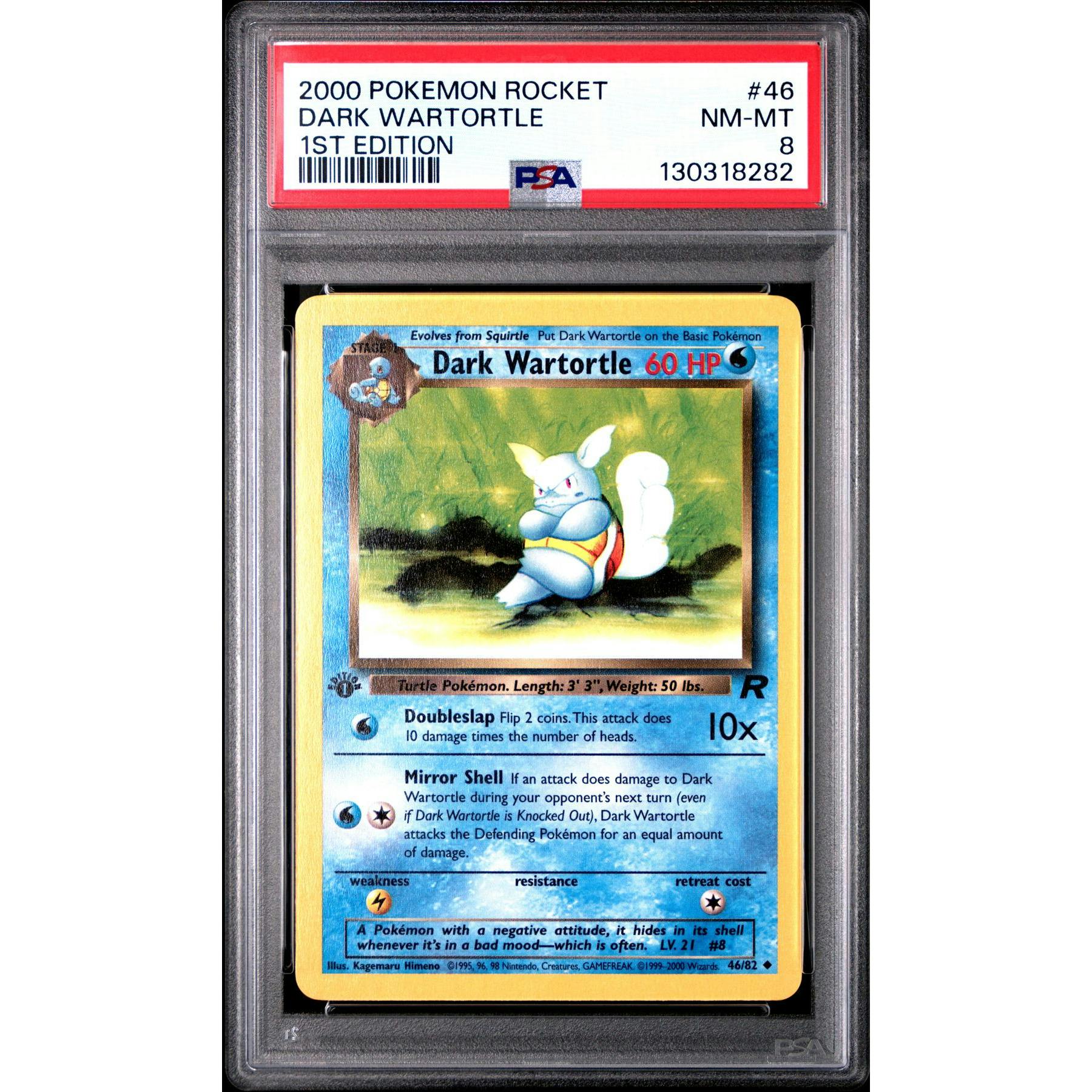 Pokemon Team Rocket 1st Edition Dark Wartortle 46/82 PSA 8