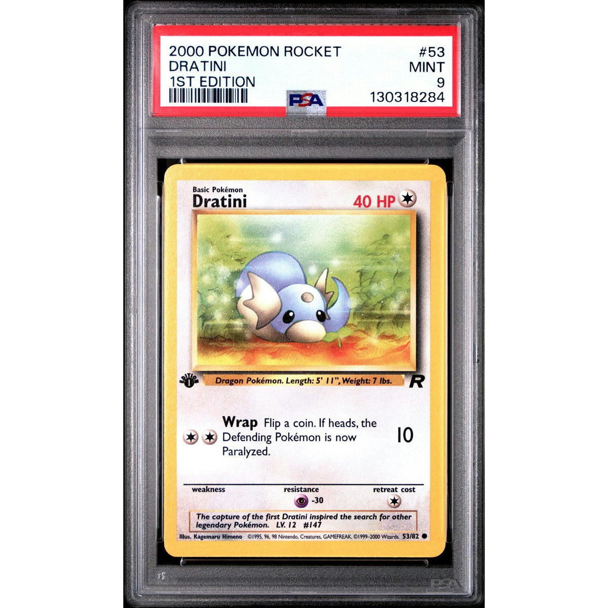 Pokemon Team Rocket 1st Edition Dratini 53/82 PSA 9