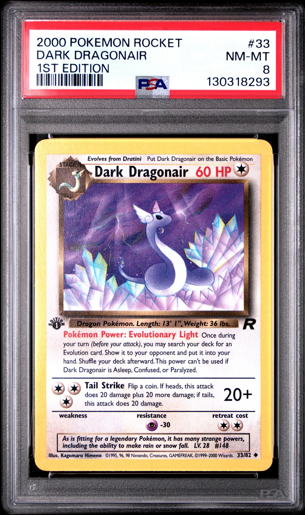 Pokemon Team Rocket 1st Edition Dark Dragonair 33/82 PSA 8