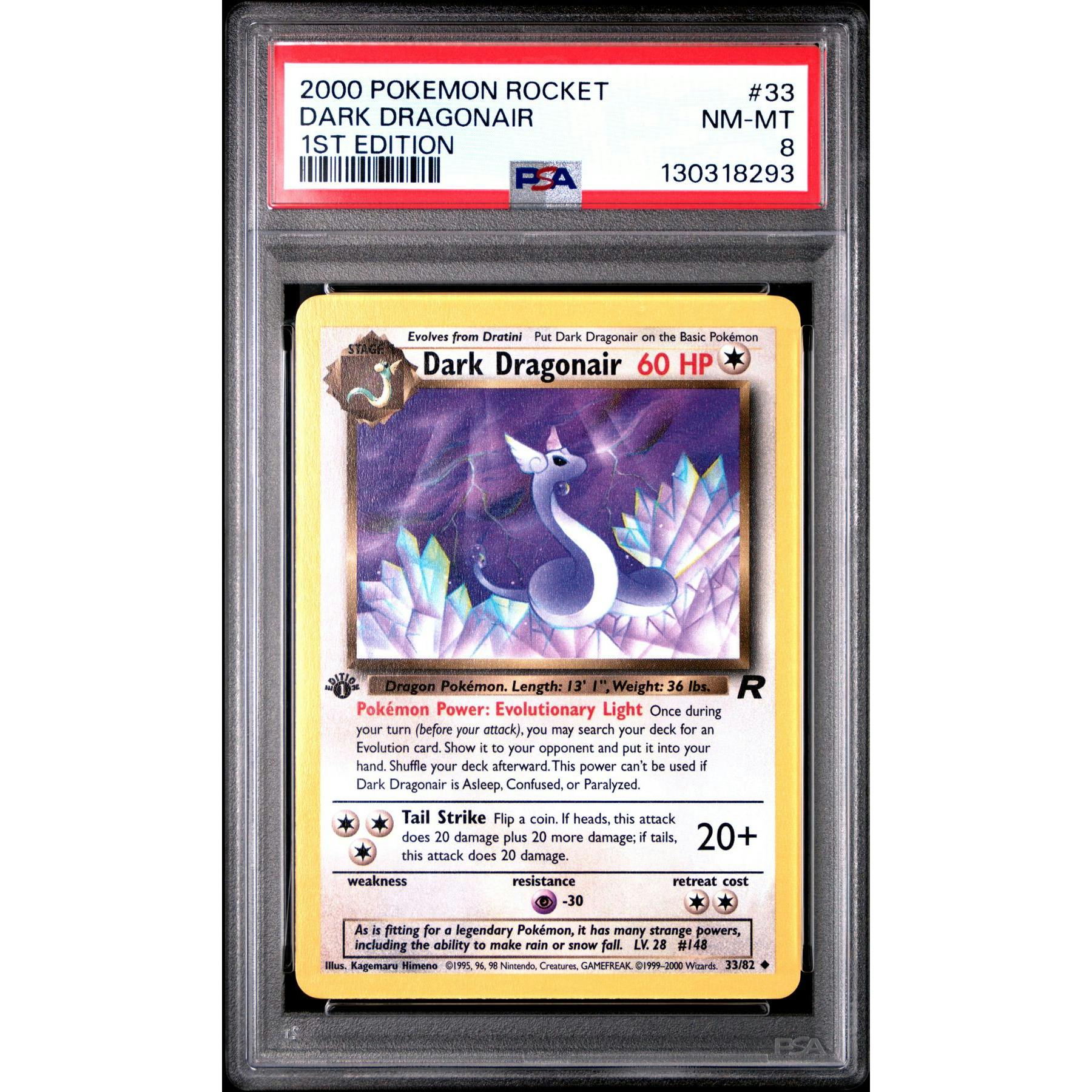 Pokemon Team Rocket 1st Edition Dark Dragonair 33/82 PSA 8