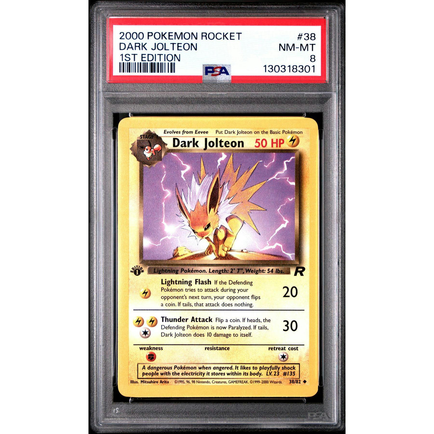 Pokemon Team Rocket 1st Edition Dark Jolteon 38/82 PSA 8