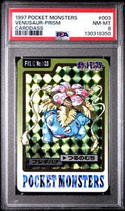 Pokemon 1997 Bandai CardDass Prism Holo Foil Venusaur 003 PSA 8