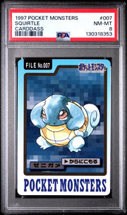 Pokemon 1997 Bandai CardDass Squirtle 007 PSA 8