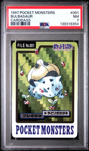 Pokemon 1997 Bandai CardDass Bulbasaur 001 PSA 7