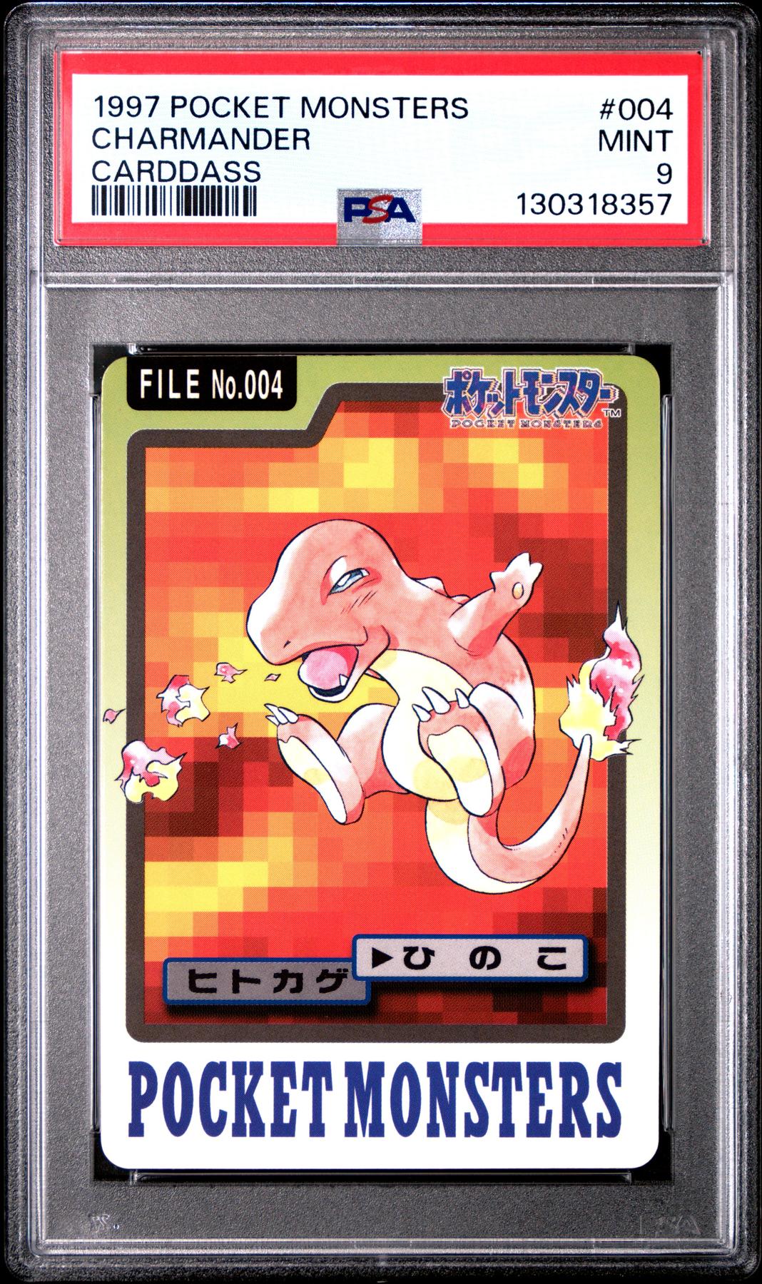Pokemon 1997 Bandai CardDass Charmander 004 PSA 9