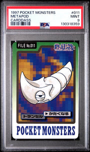 Pokemon 1997 Bandai CardDass Metapod 011 PSA 9