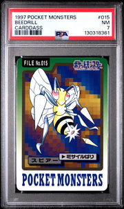 Pokemon 1997 Bandai CardDass Beedrill 015 PSA 7