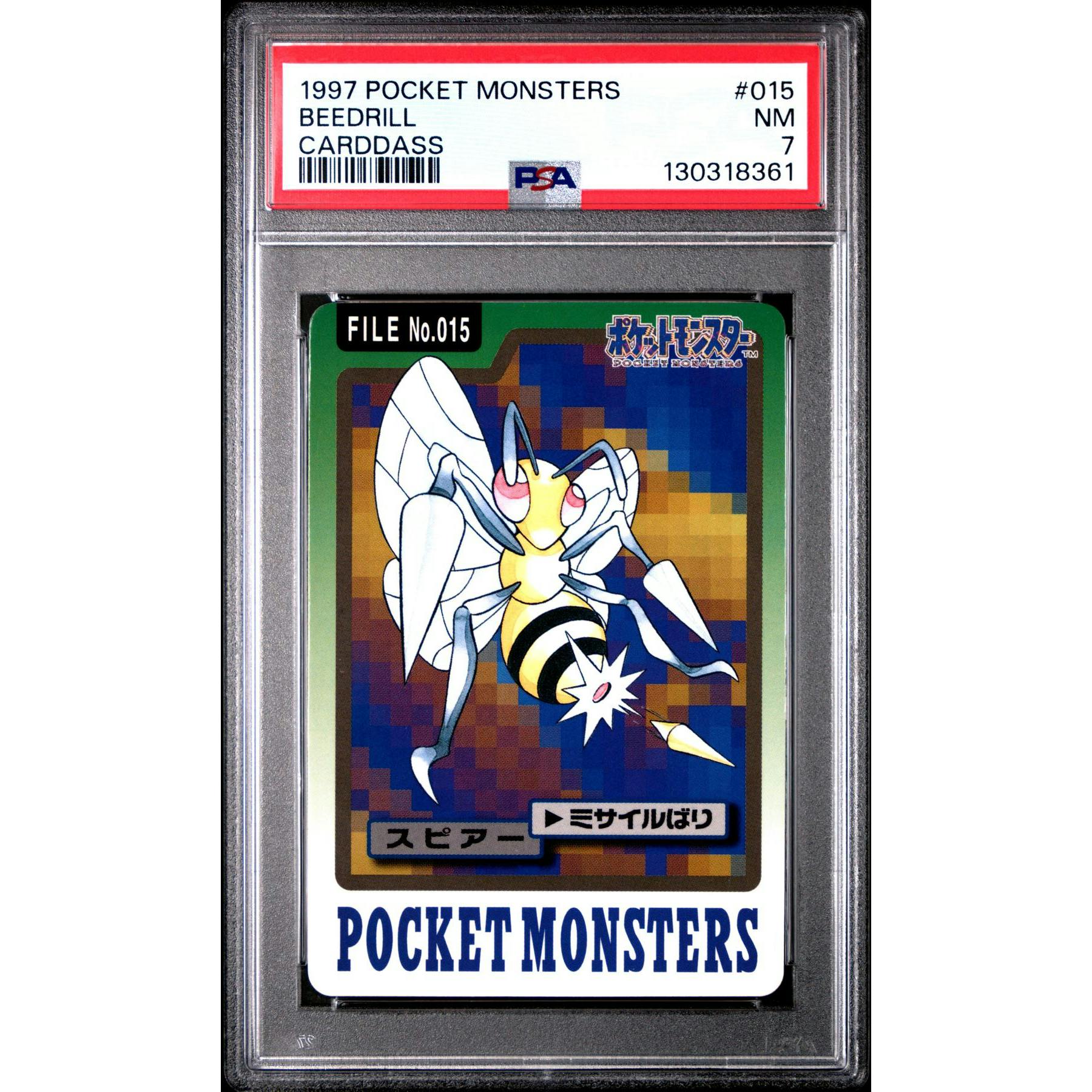 Pokemon 1997 Bandai CardDass Beedrill 015 PSA 7