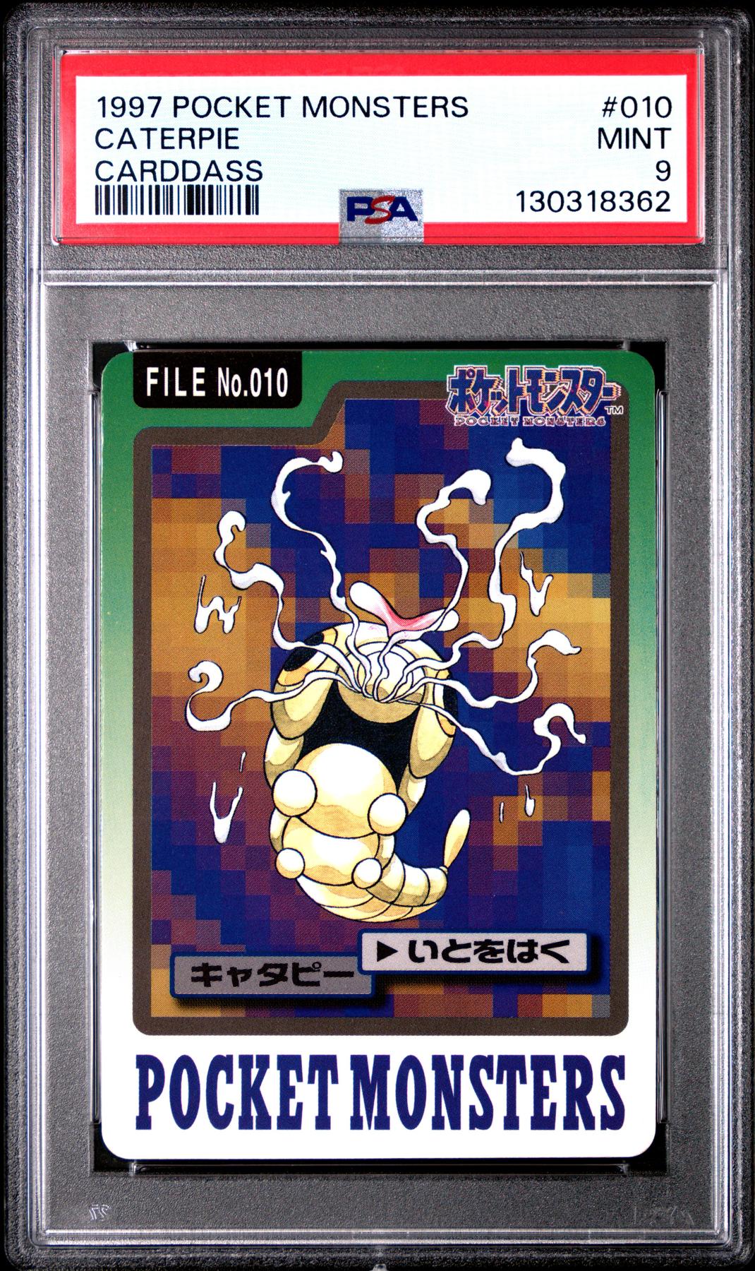 Pokemon 1997 Bandai CardDass Caterpie 010 PSA 9