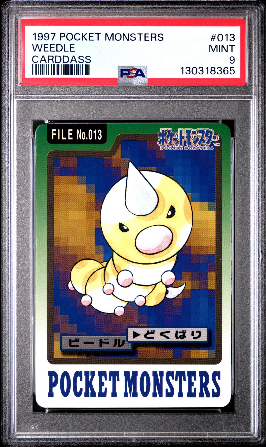 Pokemon 1997 Bandai CardDass Weedle 013 PSA 9