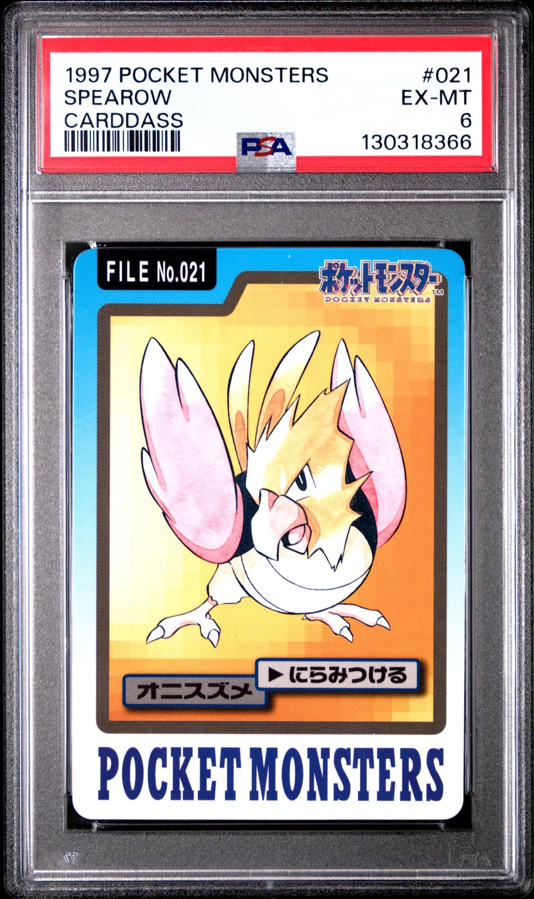 Pokemon 1997 Bandai CardDass Spearow 021 PSA 6