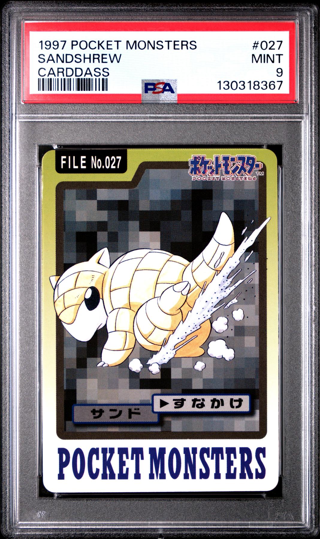 Pokemon 1997 Bandai CardDass Sandshrew 027 PSA 9
