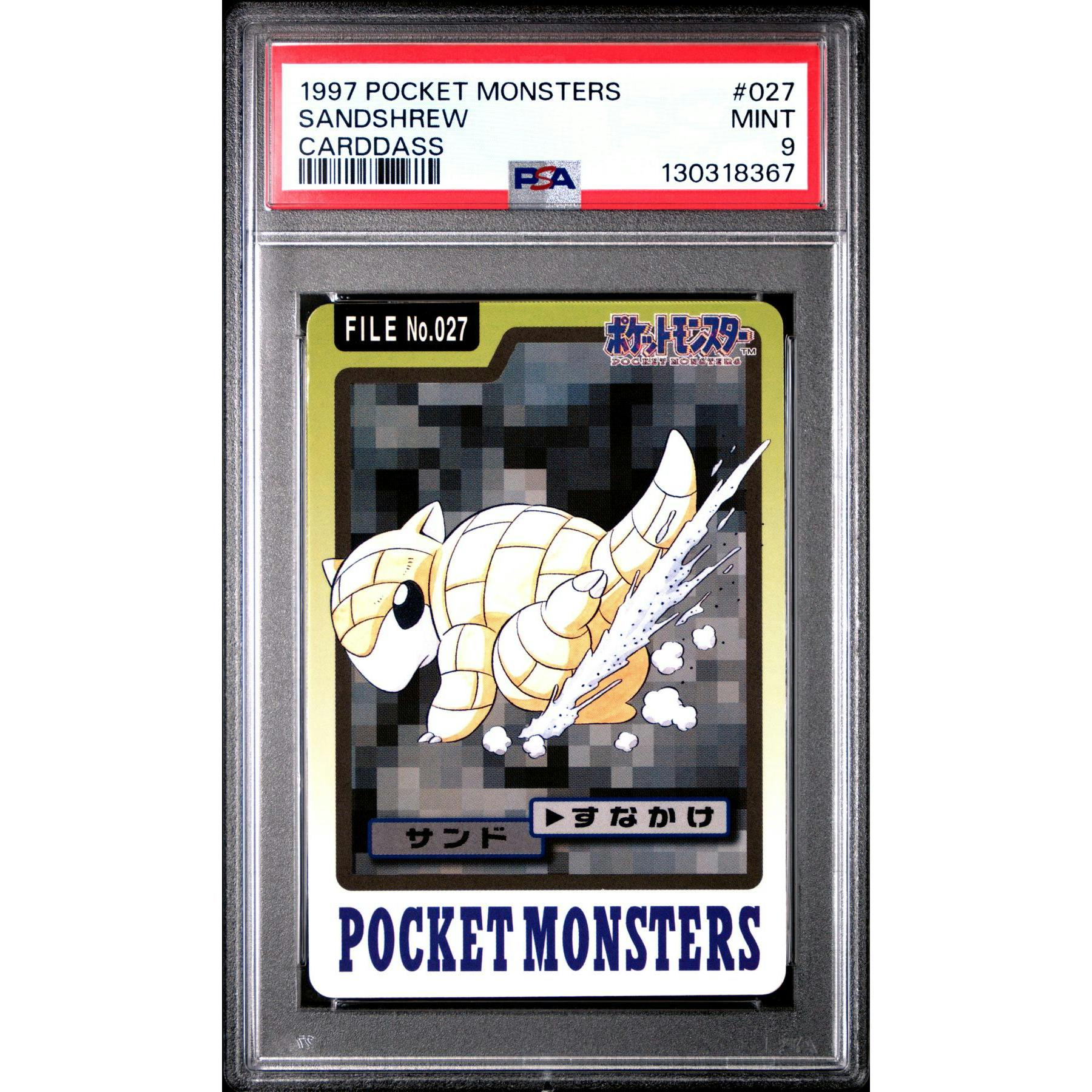 Pokemon 1997 Bandai CardDass Sandshrew 027 PSA 9