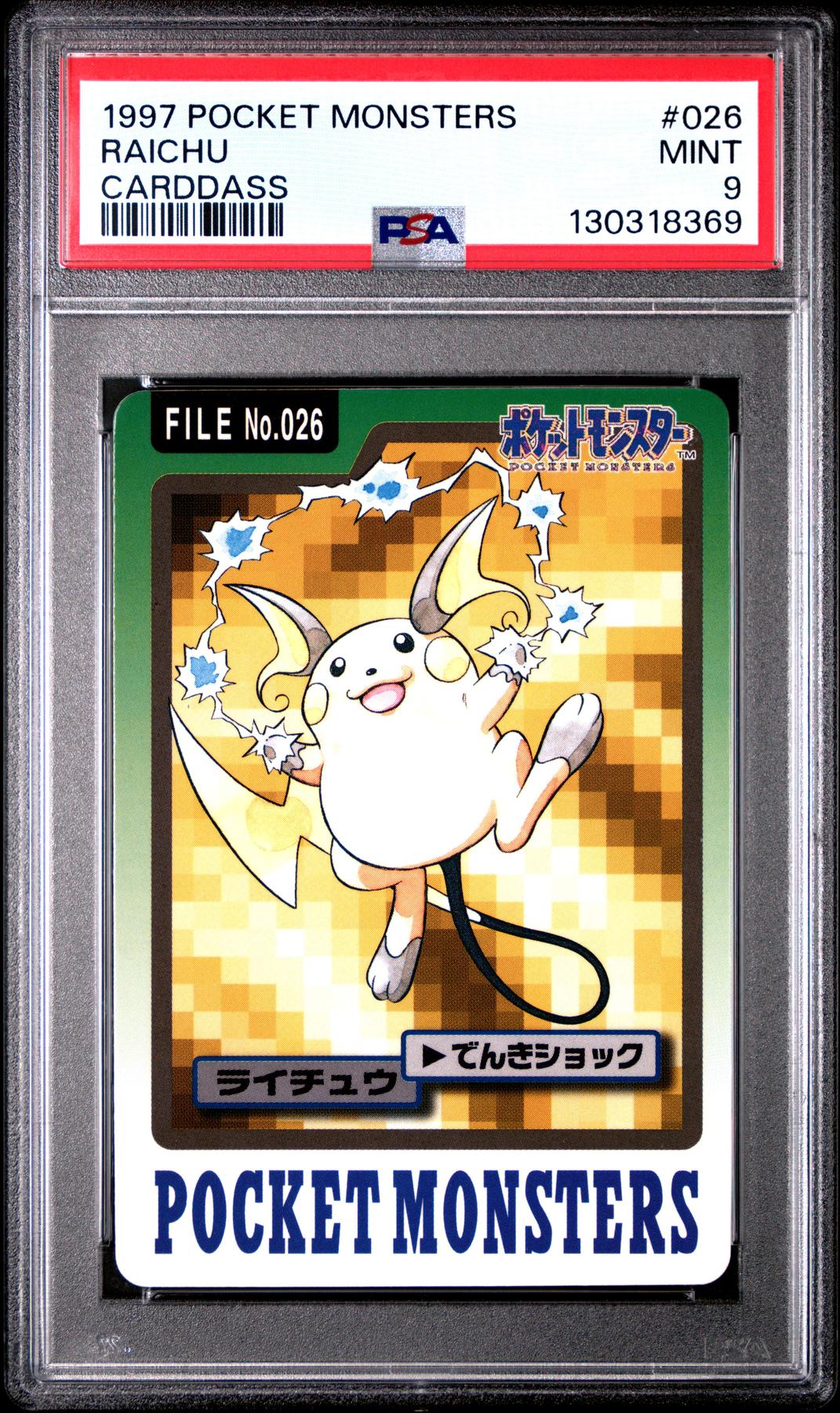 Pokemon 1997 Bandai CardDass Raichu 026 PSA 9