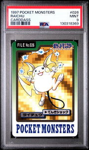 Pokemon 1997 Bandai CardDass Raichu 026 PSA 9
