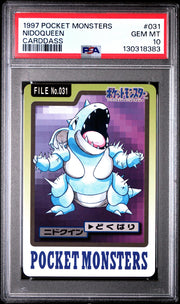 Pokemon 1997 Bandai CardDass Nidoqueen 031 PSA 10 GEM MINT