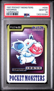 Pokemon 1997 Bandai CardDass Nidorina 030 PSA 10 GEM MINT