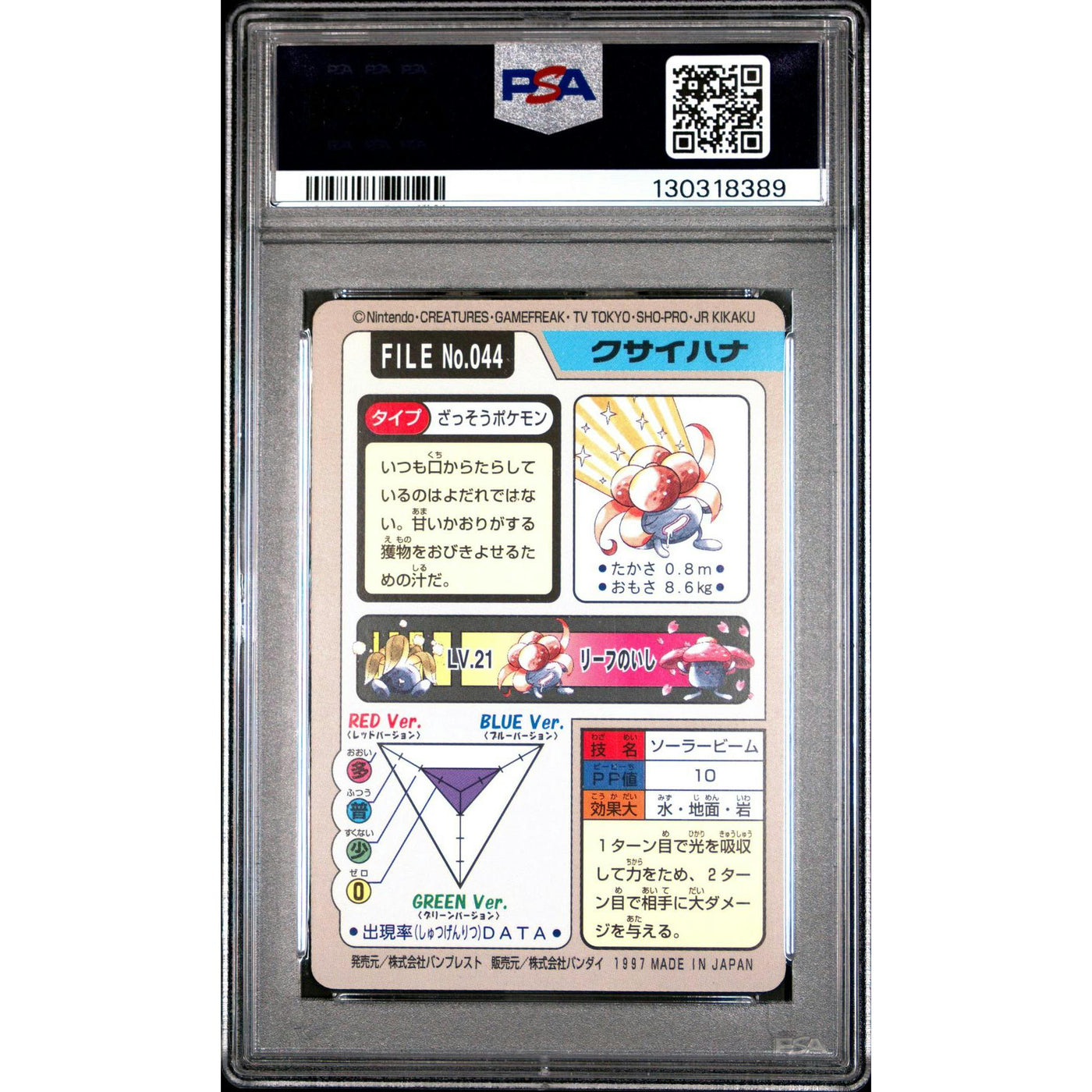 Pokemon 1997 Bandai CardDass Gloom 044 PSA 8