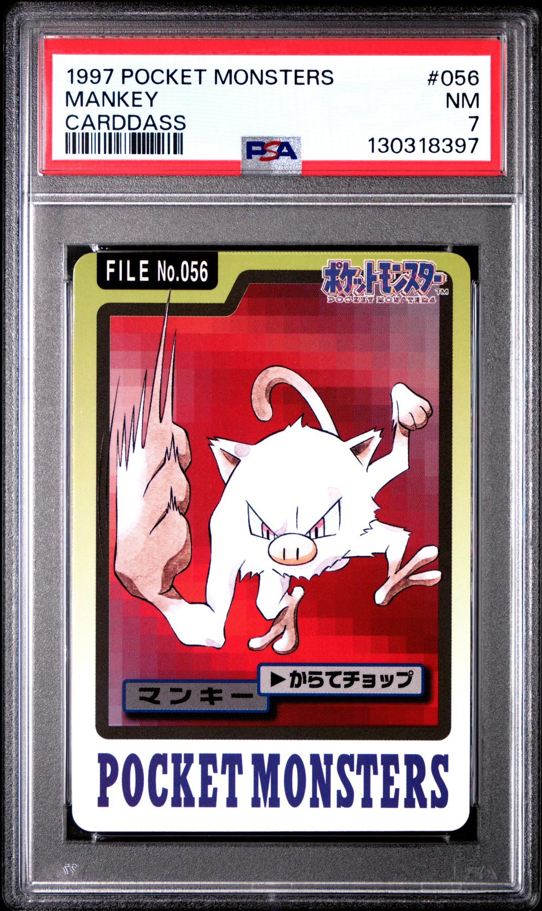 Pokemon 1997 Bandai CardDass Mankey 056 PSA 7