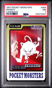 Pokemon 1997 Bandai CardDass Mankey 056 PSA 7