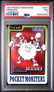 Pokemon 1997 Bandai CardDass Primeape 057 PSA 7