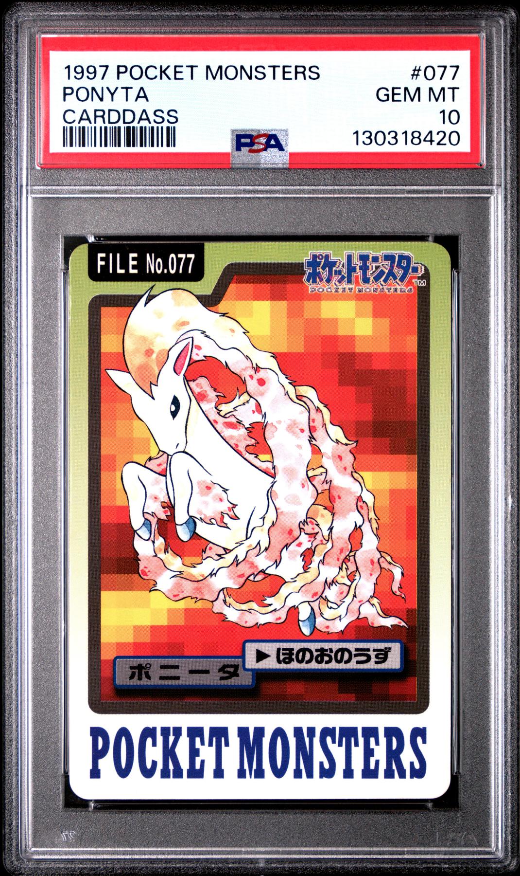 Pokemon 1997 Bandai CardDass Ponyta 077 PSA 10 GEM MINT