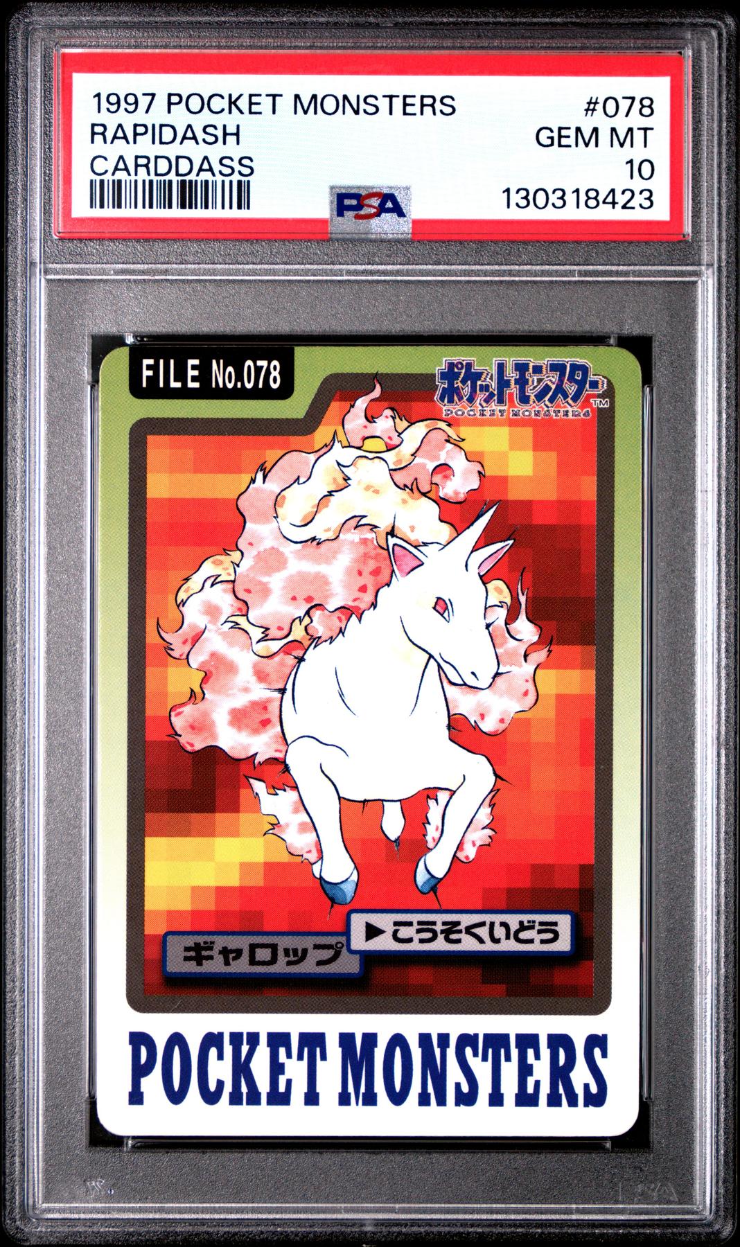 Pokemon 1997 Bandai CardDass Rapidash 078 PSA 10 GEM MINT