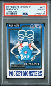 Pokemon 1997 Bandai CardDass Tentacool 072 PSA 8