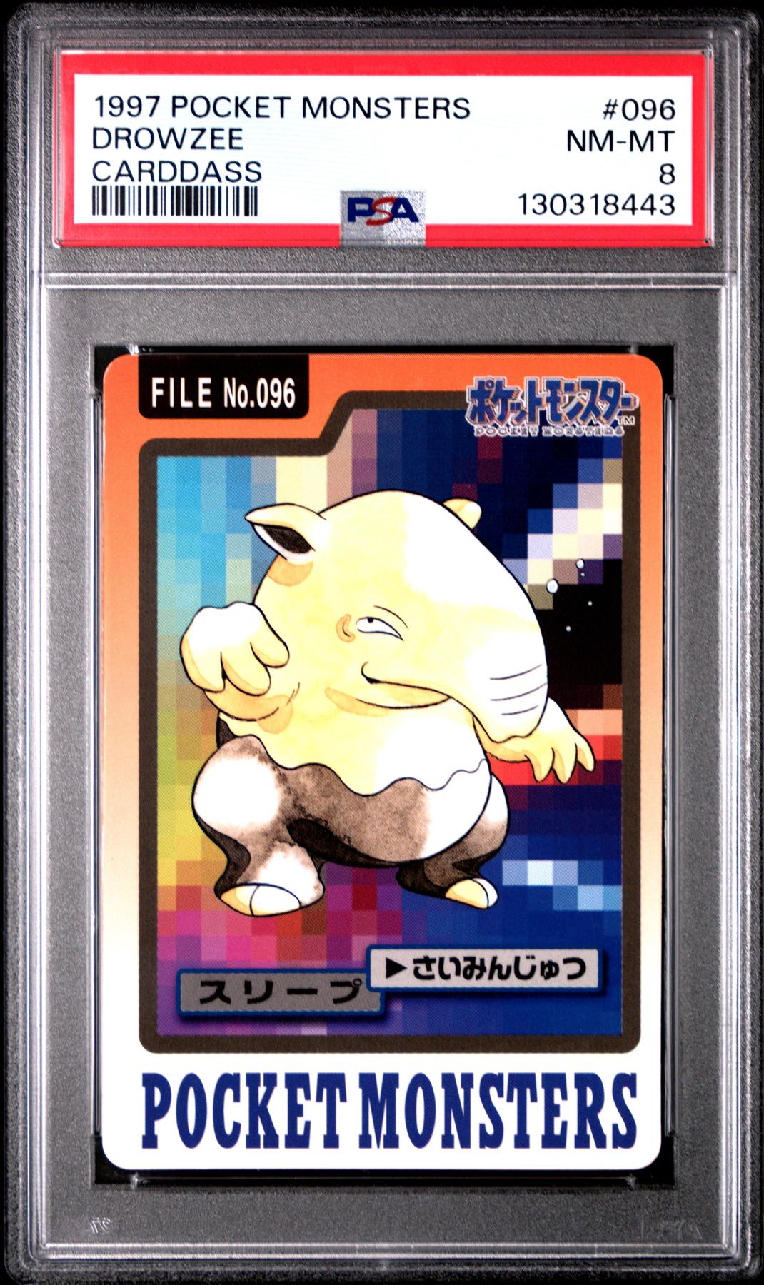 Pokemon 1997 Bandai CardDass Drowzee 096 PSA 8
