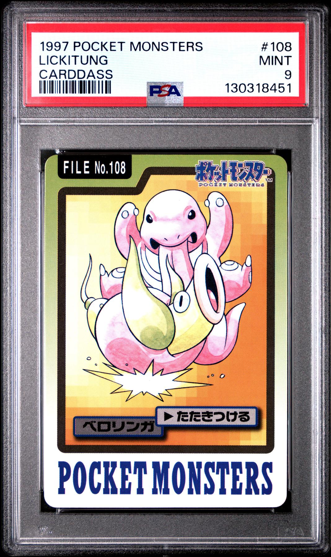 Pokemon 1997 Bandai CardDass Lickitung 108 PSA 9