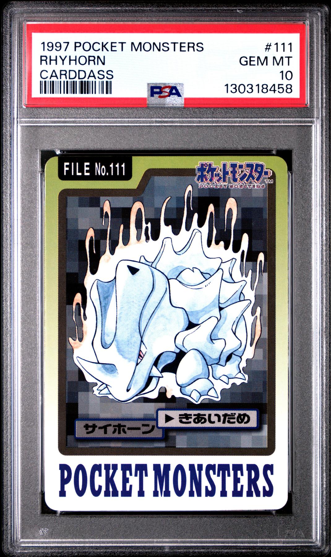 Pokemon 1997 Bandai CardDass Rhyhorn 111 PSA 10 GEM MINT
