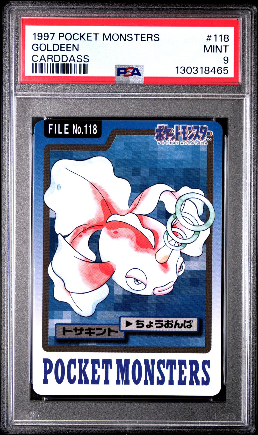 Pokemon 1997 Bandai CardDass Goldeen 118 PSA 9