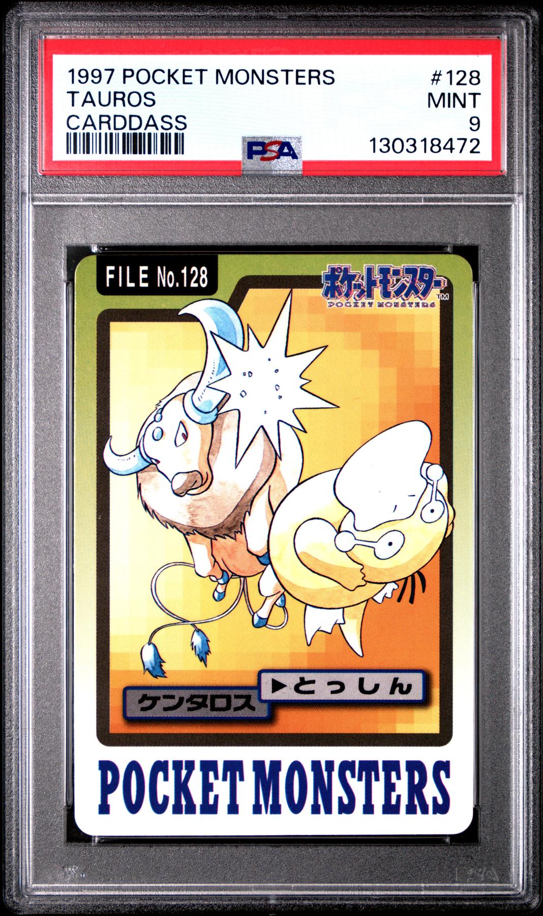Pokemon 1997 Bandai CardDass Tauros 128 PSA 9