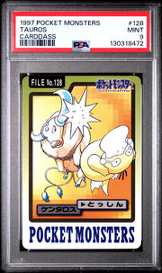 Pokemon 1997 Bandai CardDass Tauros 128 PSA 9