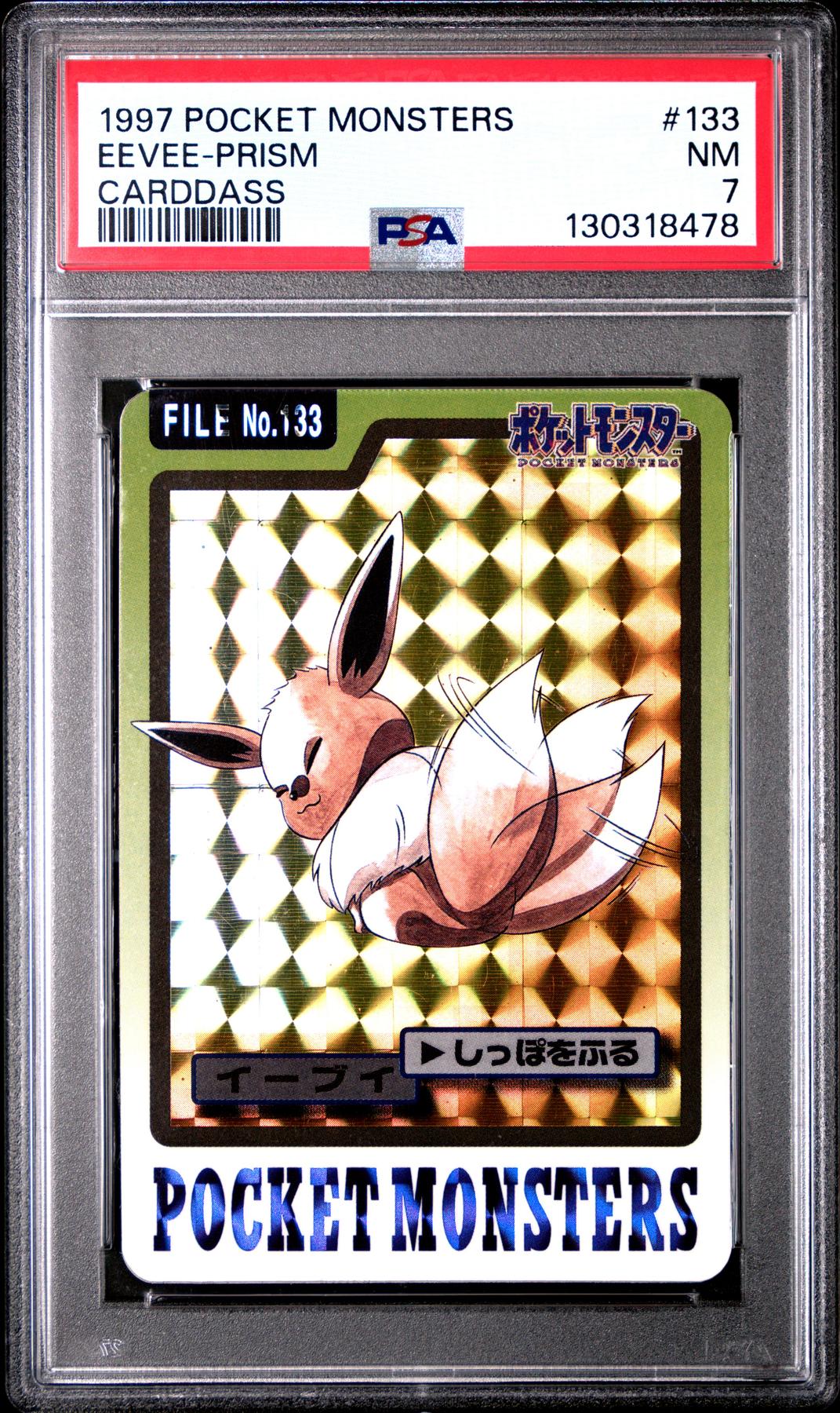 Pokemon 1997 Bandai CardDass Prism Holo Foil Eevee 133 PSA 7
