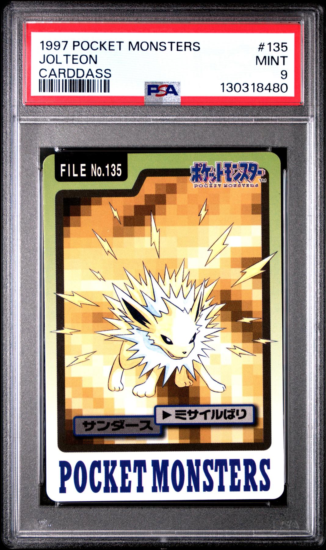 Pokemon 1997 Bandai CardDass Jolteon 135 PSA 9
