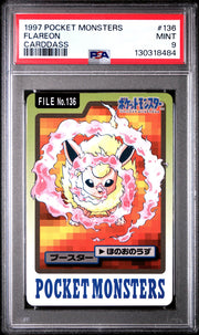 Pokemon 1997 Bandai CardDass Flareon 136 PSA 9