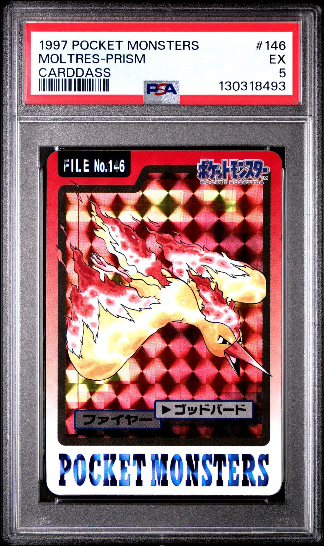 Pokemon 1997 Bandai CardDass Prism Holo Foil Moltres 146 PSA 5