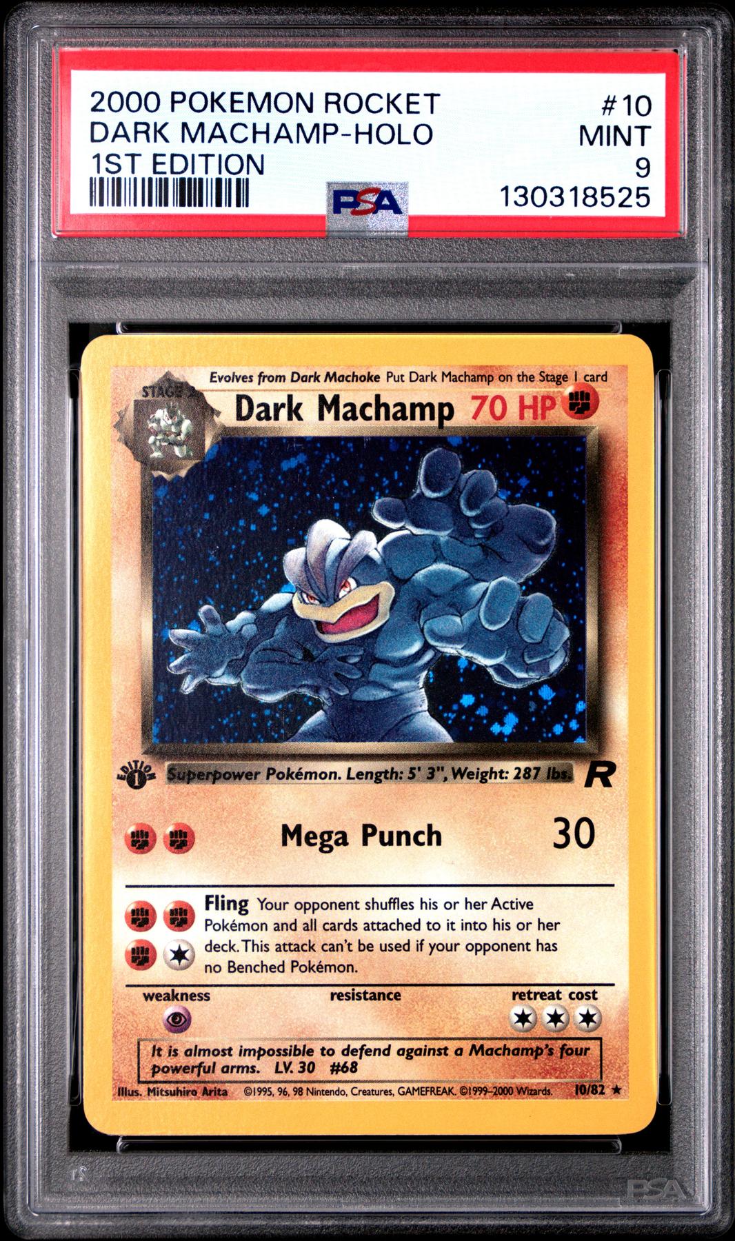 Pokemon Team Rocket 1st Edition Dark Machamp 10/82 PSA 9