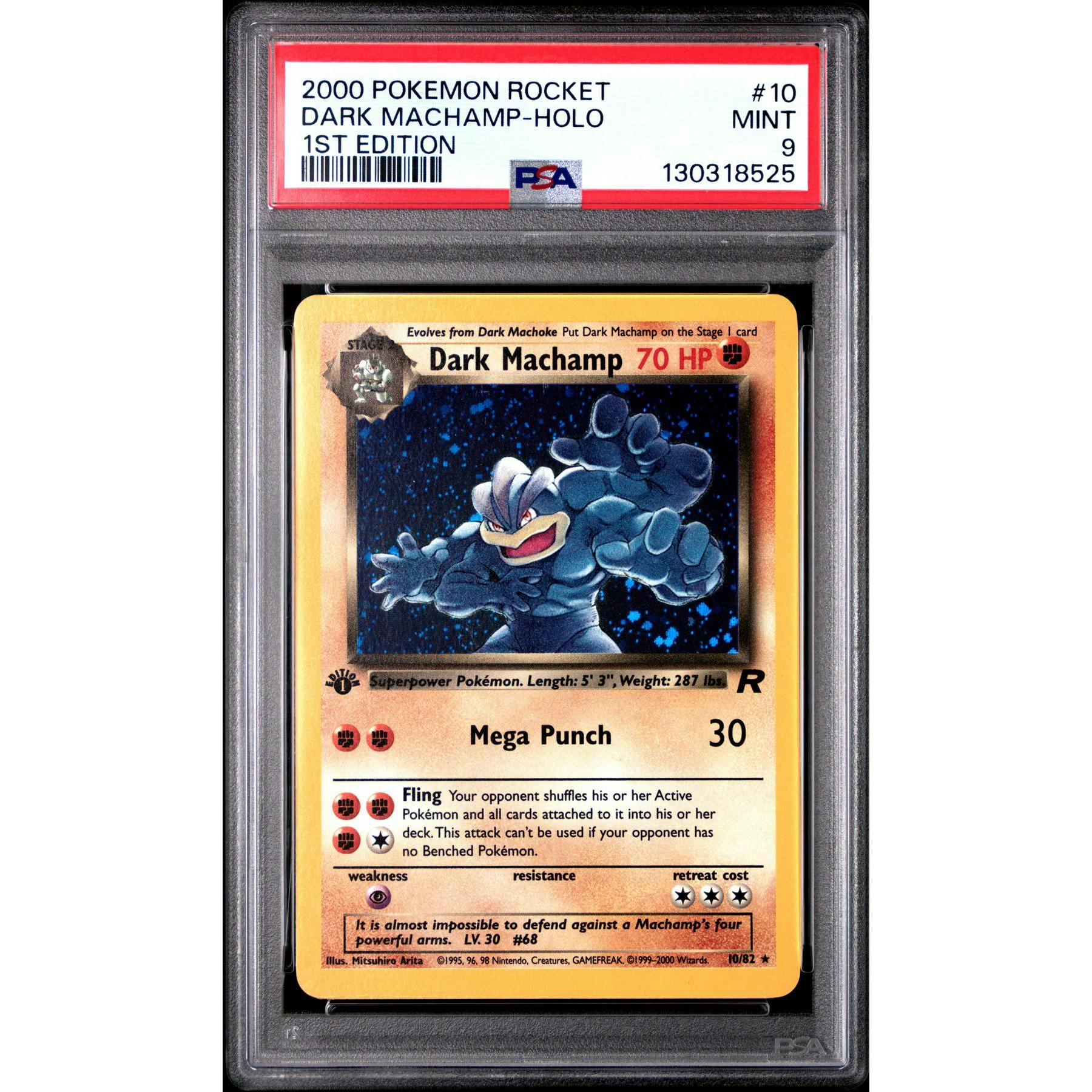 Pokemon Team Rocket 1st Edition Dark Machamp 10/82 PSA 9