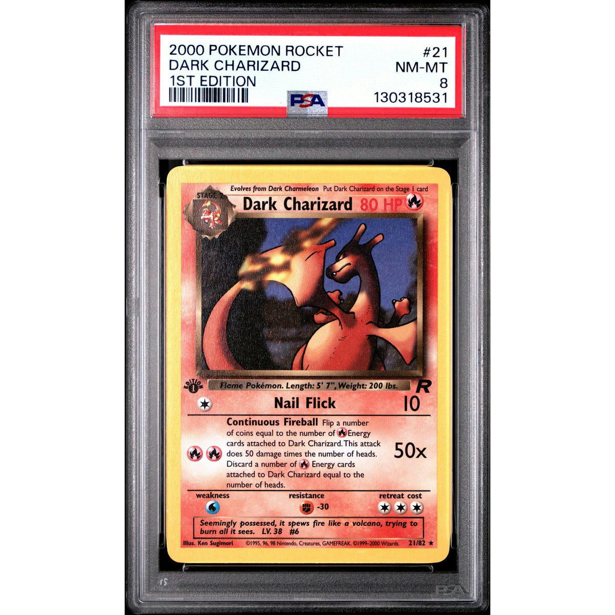 Pokemon Team Rocket 1st Edition Dark Charizard 21/82 PSA 8