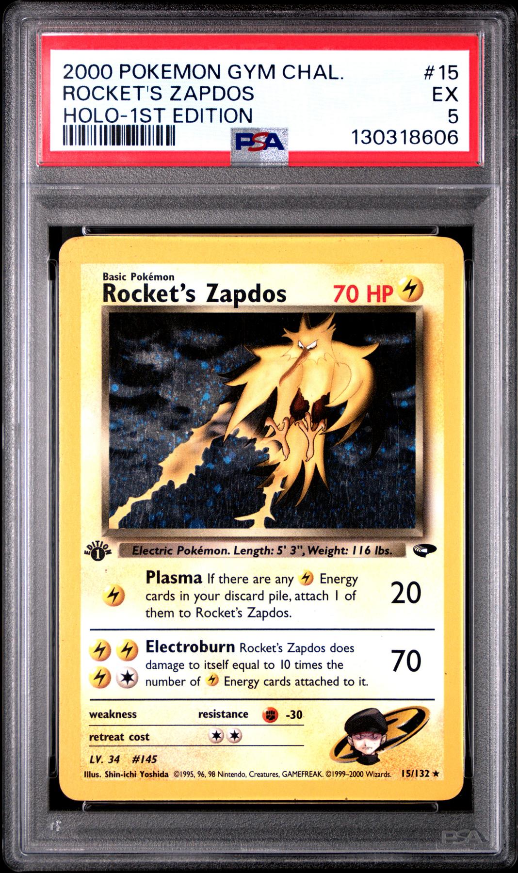 Pokemon Gym Challenge 1st Edition Rocket's Zapdos 15/132 PSA 5