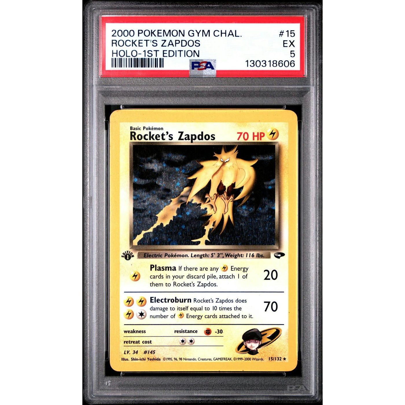 Pokemon Gym Challenge 1st Edition Rocket's Zapdos 15/132 PSA 5