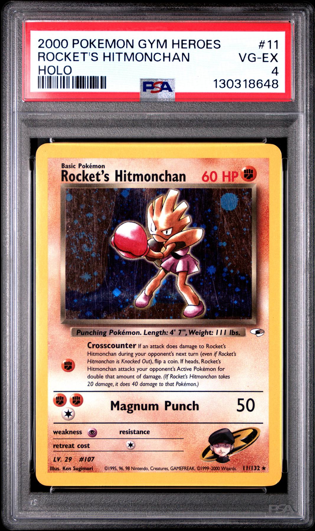 Pokemon Gym Heroes Rocket's Hitmonchan 11/132 PSA 4