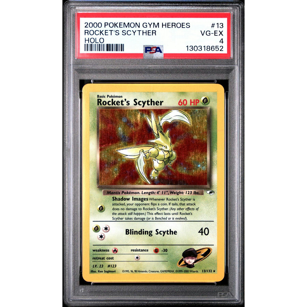 Pokemon Gym Heroes Rocket's Scyther 13/132 PSA 4