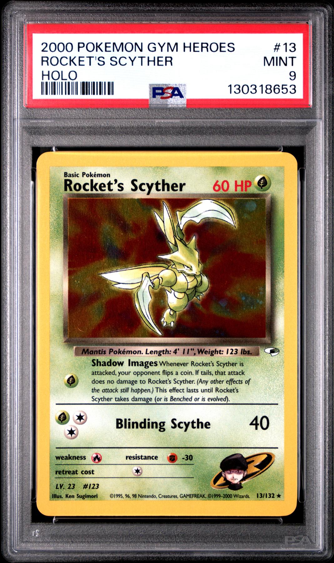 Pokemon Gym Heroes Rocket's Scyther 13/132 PSA 9